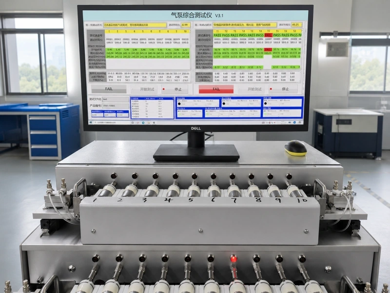 Pinmotor air pump comprehensive testing workstatio